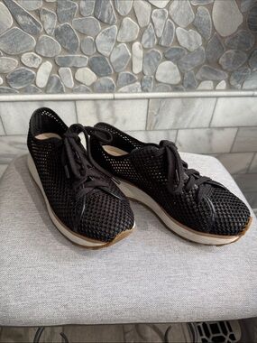 All Black Knit Lace-Up Sneakers with White Sole